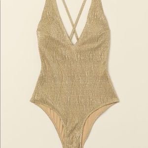 H&M gold textured swimsuit
